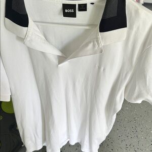 BOSS Classic White Polo with Dark Collar